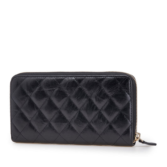 Chanel Reissue 2.55 Zip Around Wallet – Pelle di Vitello Invecchiata Trapuntata – Nero - Etoilux