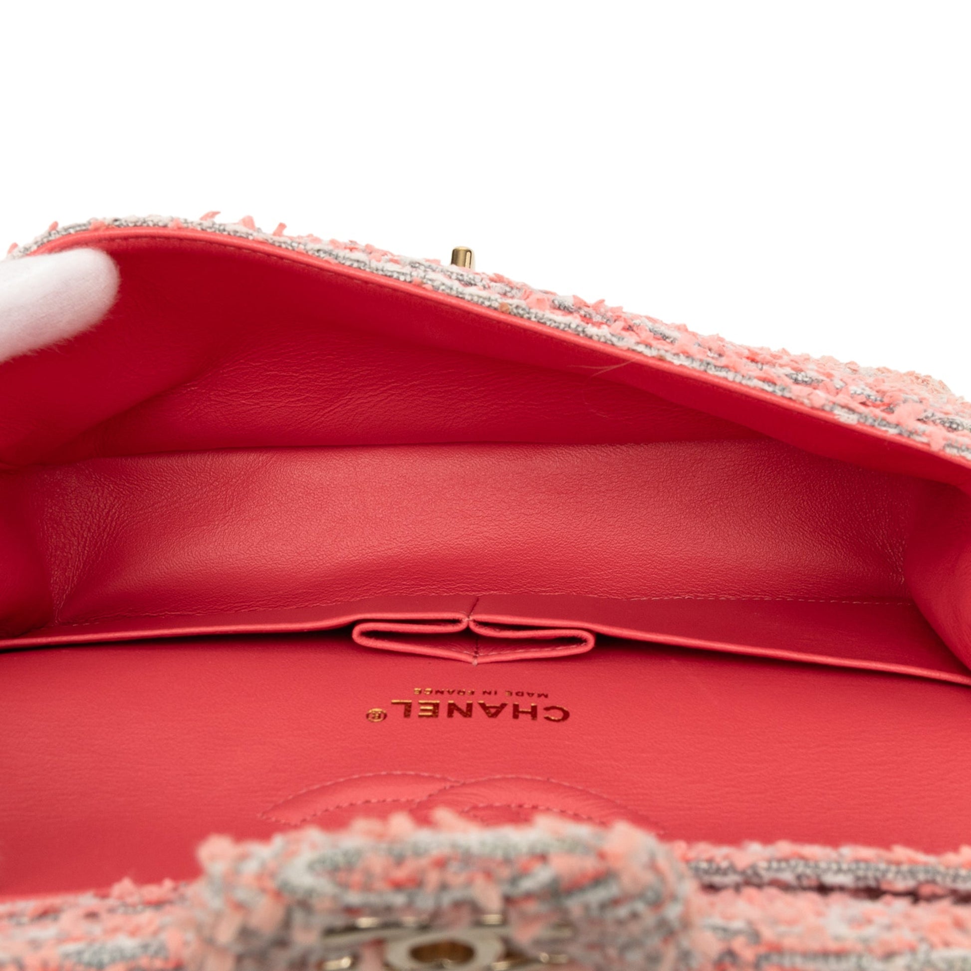 Chanel Classic Double Flap Tweed Rosa Hardware Dorato 2020 – 25 cm - Etoilux