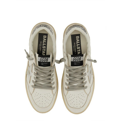 Golden Goose – Ball Star 2 Sneaker in Pelle Bianca con Stella Argento e Dettagli Glitter – Donna – FW25 - Etoilux
