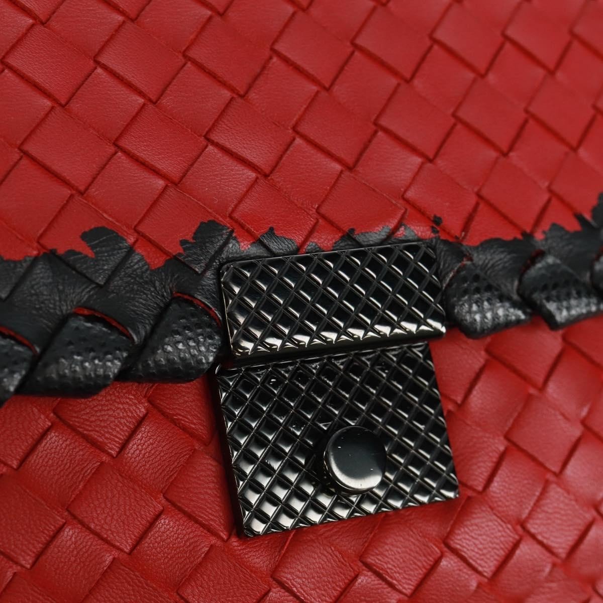 Bottega Veneta Glass Shoulder Bag Intrecciato Nappa Rosso/Nero – 28 cm - Etoilux
