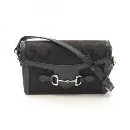 GUCCI Horsebit 1955 Jumbo GG Shoulder Bag in Canvas e Pelle Nera - Etoilux