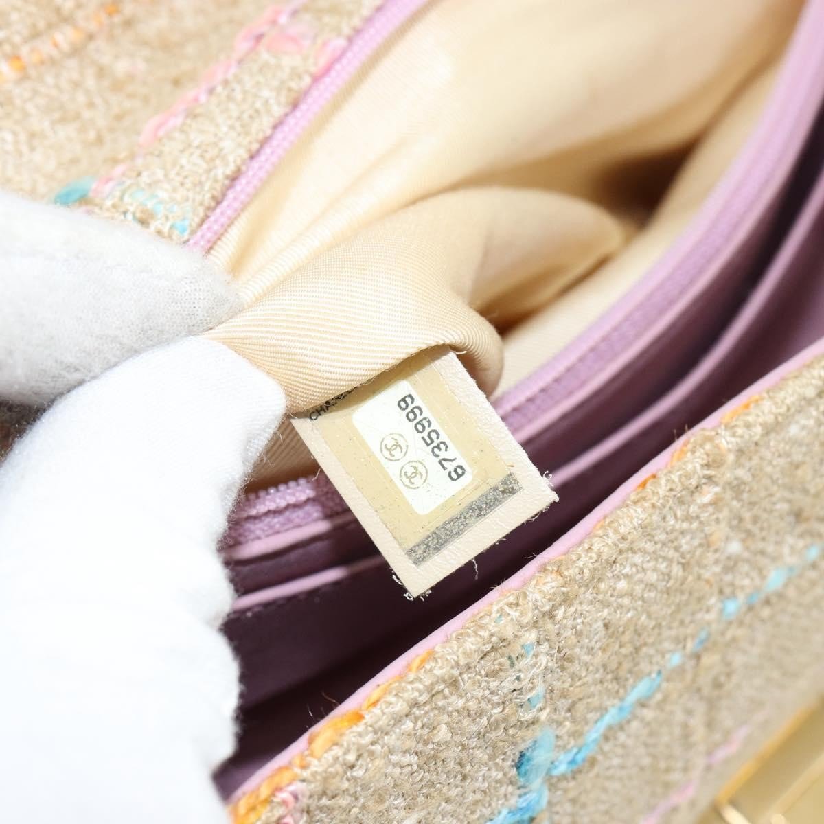 Chanel Chocolate Bar 2.55 in Tweed Multicolore – Beige/Rosa - Etoilux
