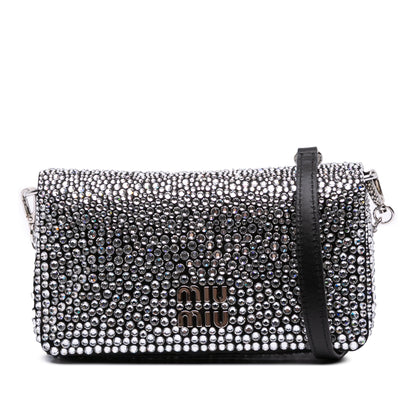 Prada Mini tracolla in raso con catena decorata con cristalli - Etoilux