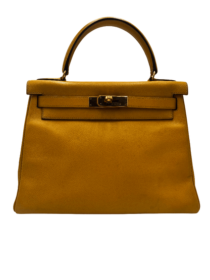 Hermès Kelly 32 Retourné Courchevel jaune GHW 1995