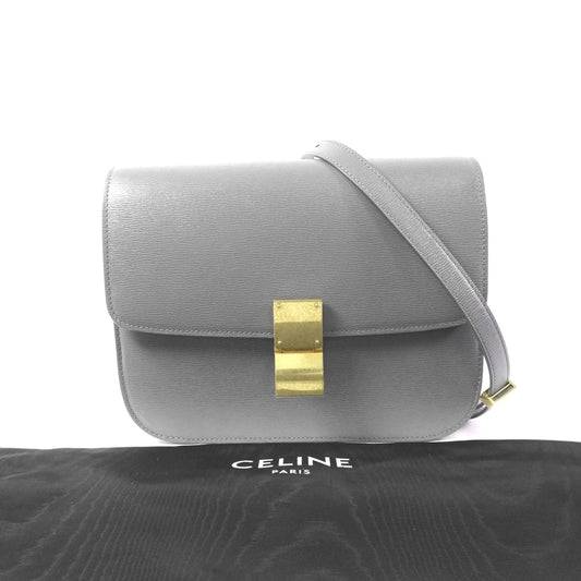 Céline Classic Box Medium Liséré Grigio Ardesia Hardware Dorato – 23 cm - Etoilux