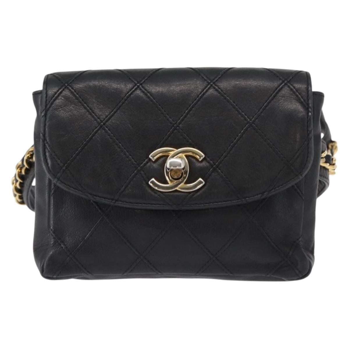 Chanel Vintage CC Flap Belt Bag in Agnello Trapuntato – Nero - Etoilux
