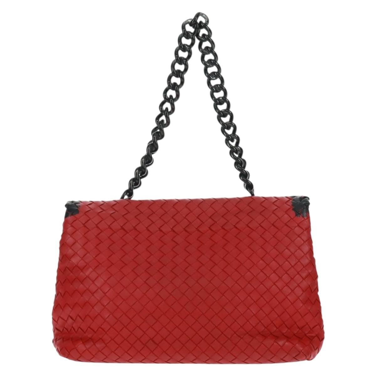 Bottega Veneta Glass Shoulder Bag Intrecciato Nappa Rosso/Nero – 28 cm - Etoilux