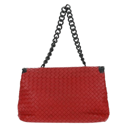 Bottega Veneta Glass Shoulder Bag Intrecciato Nappa Rosso/Nero – 28 cm - Etoilux