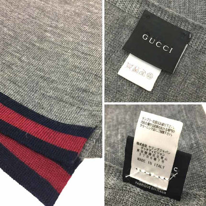 Gucci – Sciarpa in Lana Grigia con Profili Web – Grado AB - Etoilux