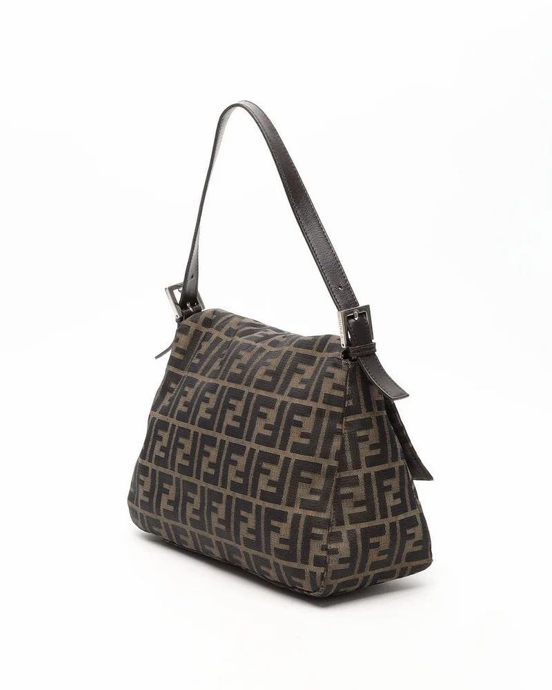 Fendi Mamma Baguette Tela Zucca Marrone Vintage – 28 cm - Etoilux