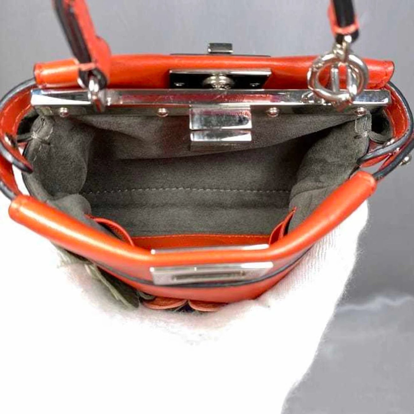 Fendi Micro Peekaboo Flowerland in Pelle Rossa - Etoilux