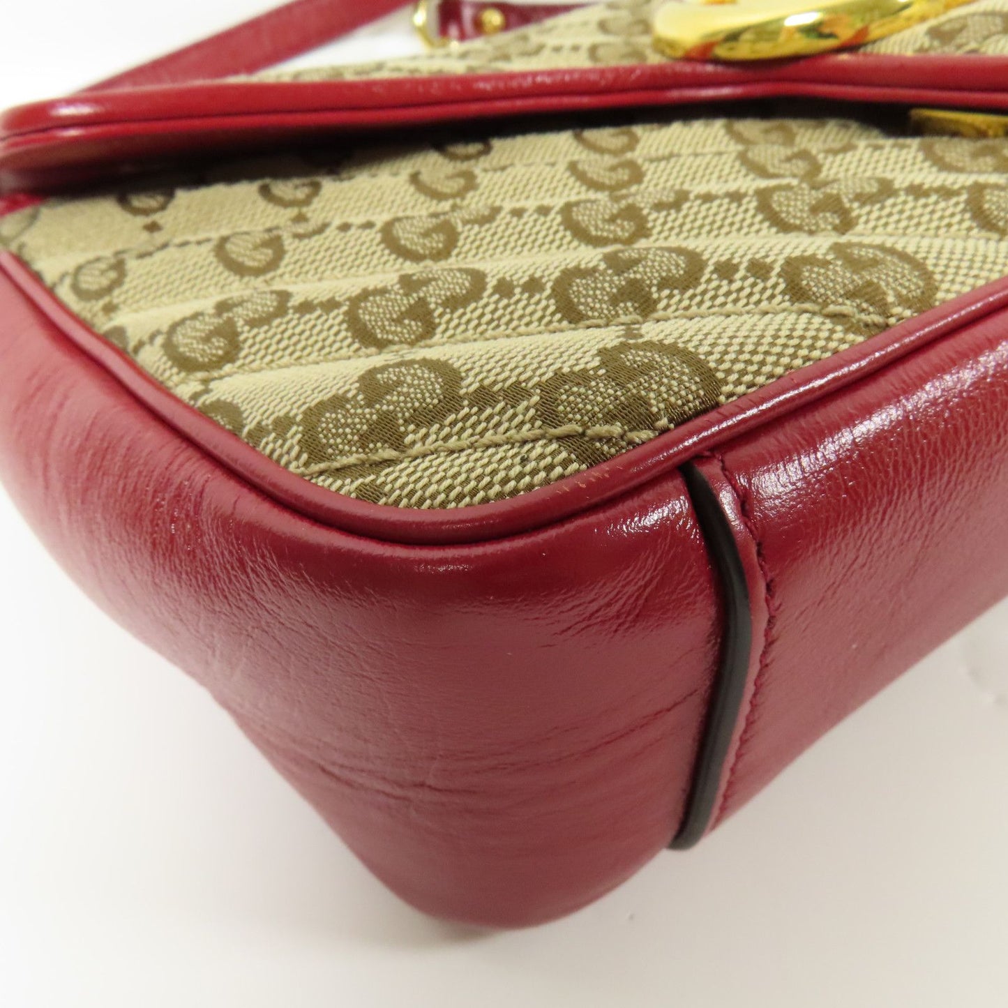 Gucci GG Marmont Small Shoulder Bag – Canvas GG Beige/Rosso con Tracolla a Catena Dorata – 25 cm - Etoilux