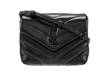 Saint Laurent LouLou Puffer Small in pelle nera matelassé – Black Hardware - Etoilux