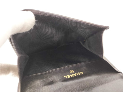 Chanel Portafoglio Compatto Timeless CC Pelle di Agnello Nera – Vintage 11,5 cm - Etoilux