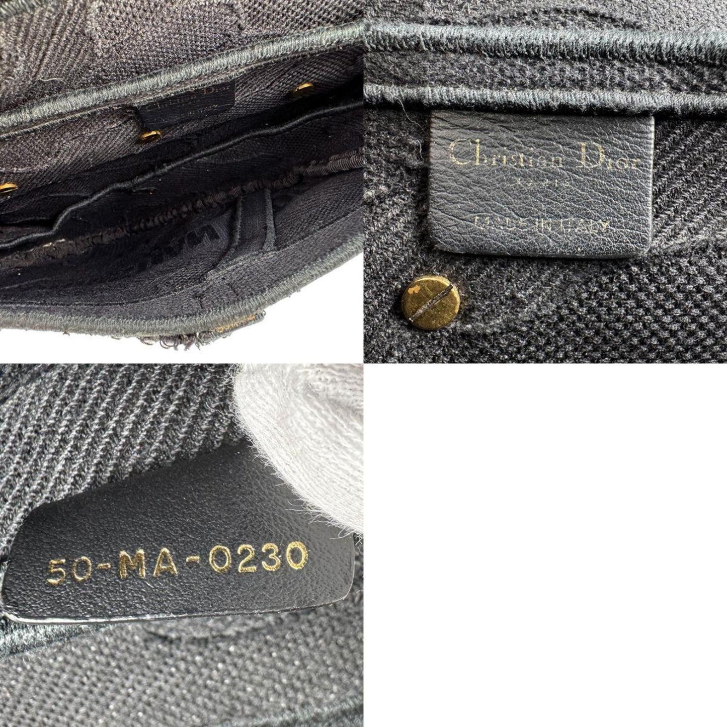 Dior Saddle Bag in tela nera distressed – Oro opaco – 2003 - Etoilux