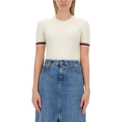 Gucci MAGLIA IN LANA EXTRAFINE CON DETTAGLIO WEB - Etoilux