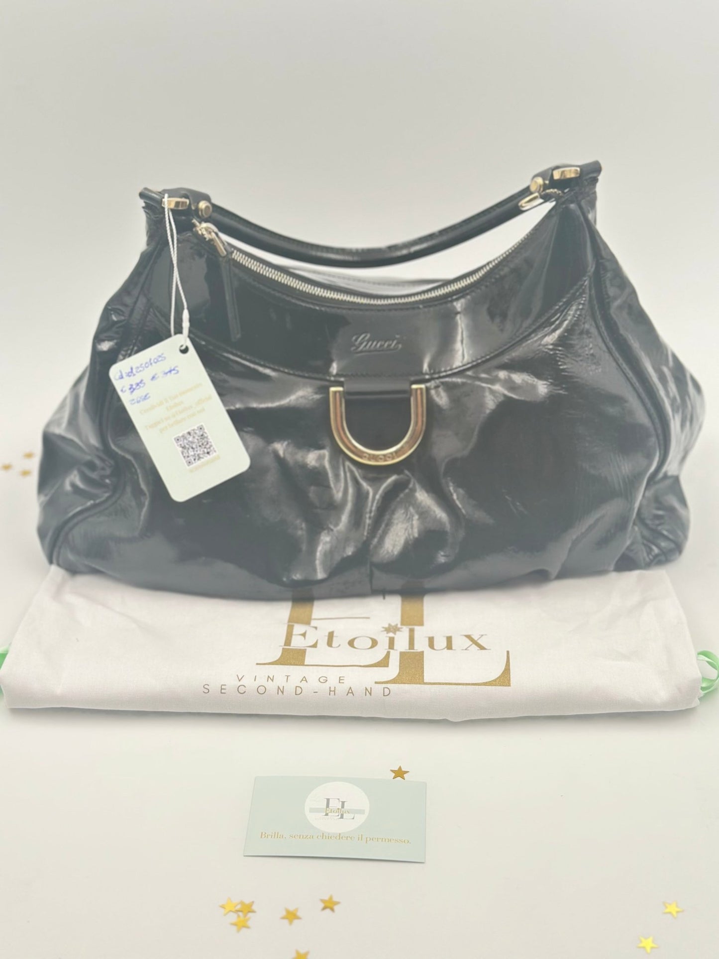 Gucci Indy Hobo Vernice Nera – Iconico Glamour Retrò - Etoilux