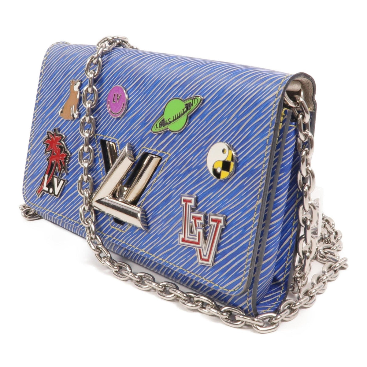 Louis Vuitton Twist Chain Wallet Epi Denim con Spille – Edizione Limitata 2017 – 19 cm - Etoilux