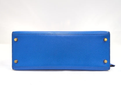 Hermès Kelly Sellier 28 Pelle Courchevel Blu Hardware Gold – 1993 - Etoilux