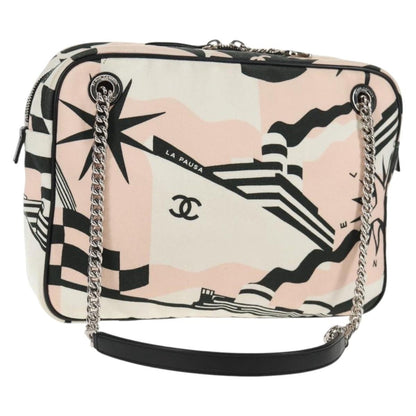 Chanel La Pausa Bay Camera Bag Tela Stampata Rosa/Avorio – 28 cm - Etoilux