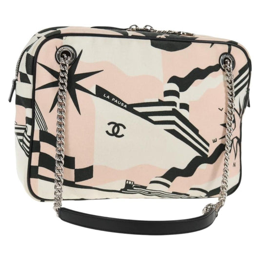 Chanel La Pausa Bay Camera Bag Tela Stampata Rosa/Avorio – 28 cm - Etoilux