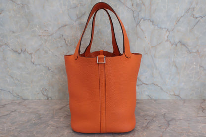 Hermès Picotin Lock MM Pelle Clemence Orange – Hardware Palladio - Etoilux