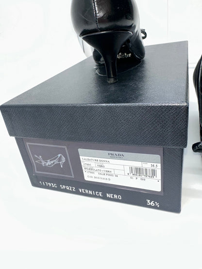 PRADA – Décolleté in Vernice Nera con Fiocco – Tacco Medio | Tg. 36,5 - Etoilux