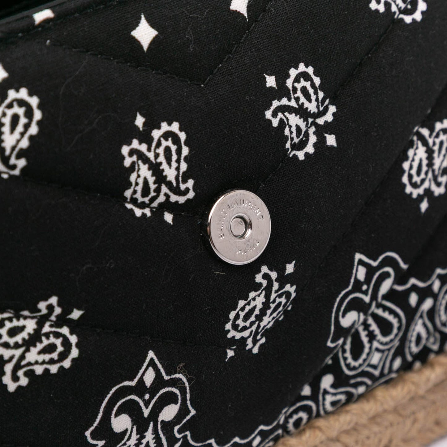 Saint Laurent Loulou Toy in Cotone Bandana Nero con Dettagli in Rafia – 2018 - Etoilux