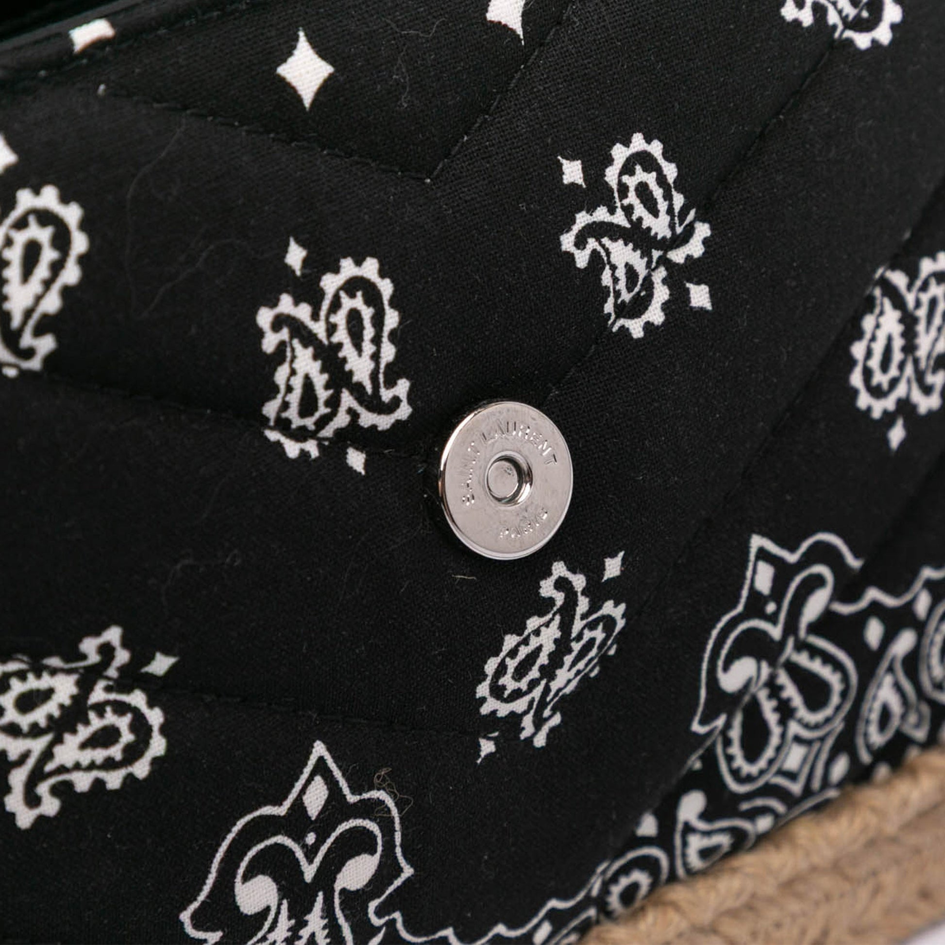 Saint Laurent Loulou Toy in Cotone Bandana Nero con Dettagli in Rafia – 2018 - Etoilux