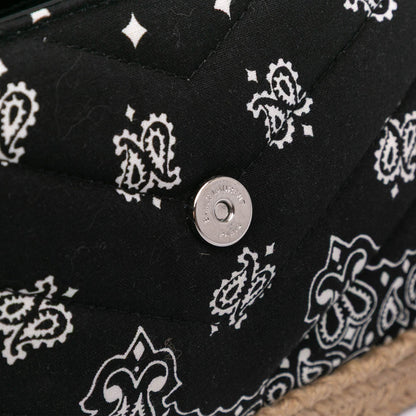 Saint Laurent Loulou Toy in Cotone Bandana Nero con Dettagli in Rafia – 2018 - Etoilux
