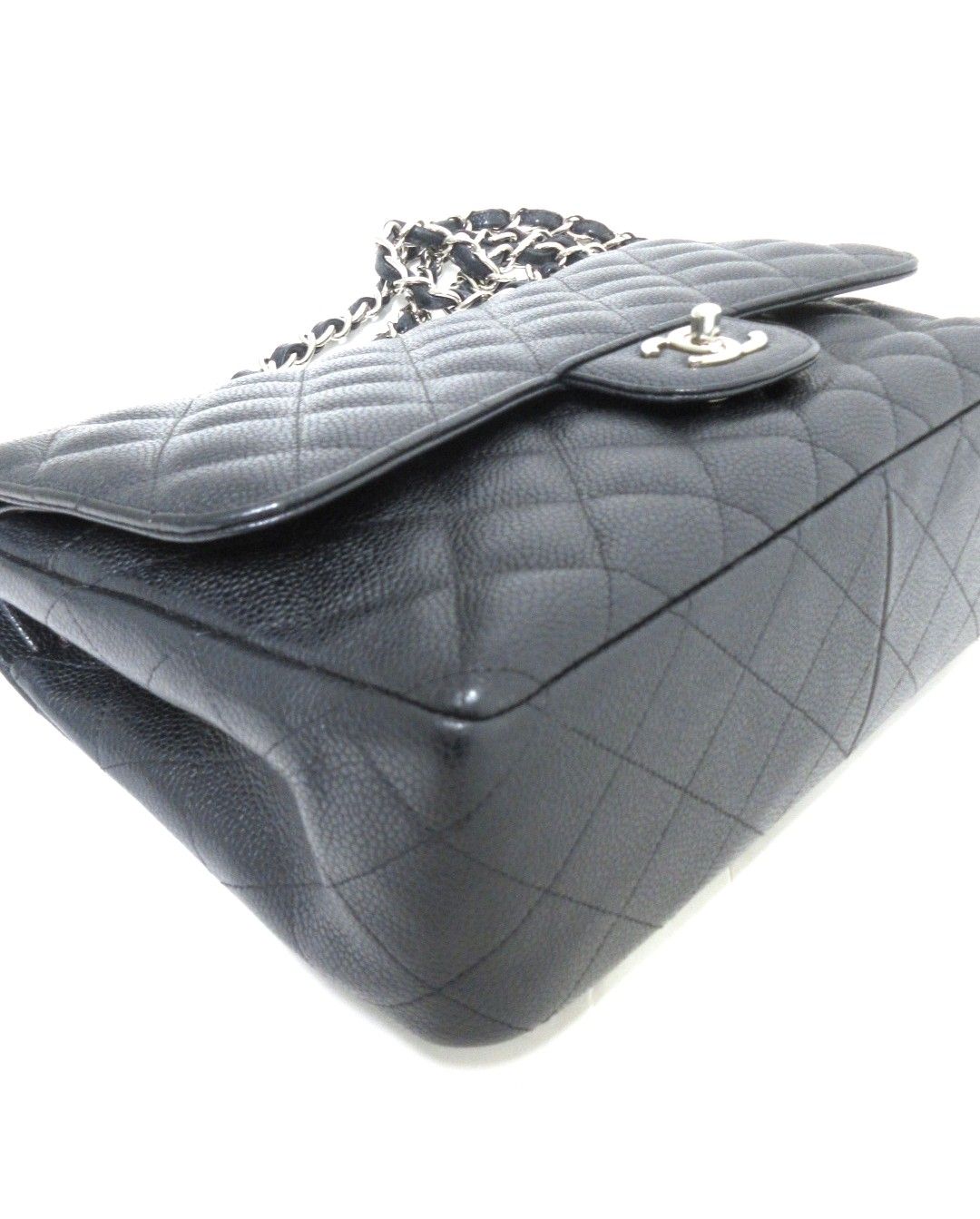 Chanel Classic Flap Jumbo – Caviar Nero con Hardware Argentato – Serie 25 - Etoilux
