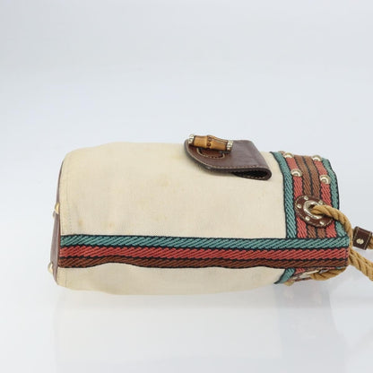 Gucci Vintage Bamboo Bucket Bag Canvas Beige Web Stripe – 23 cm - Etoilux