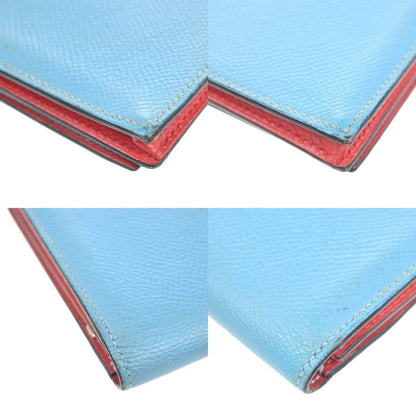 Hermès Béarn Soufflet – Pelle Epsom Bicolore – Blue Céleste / Rouge Tomate – Anno 2000 - Etoilux