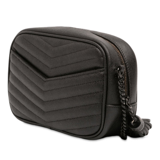 Saint Laurent – Lou Camera Bag Mini Monogram in pelle Grain de Poudre nera - Etoilux