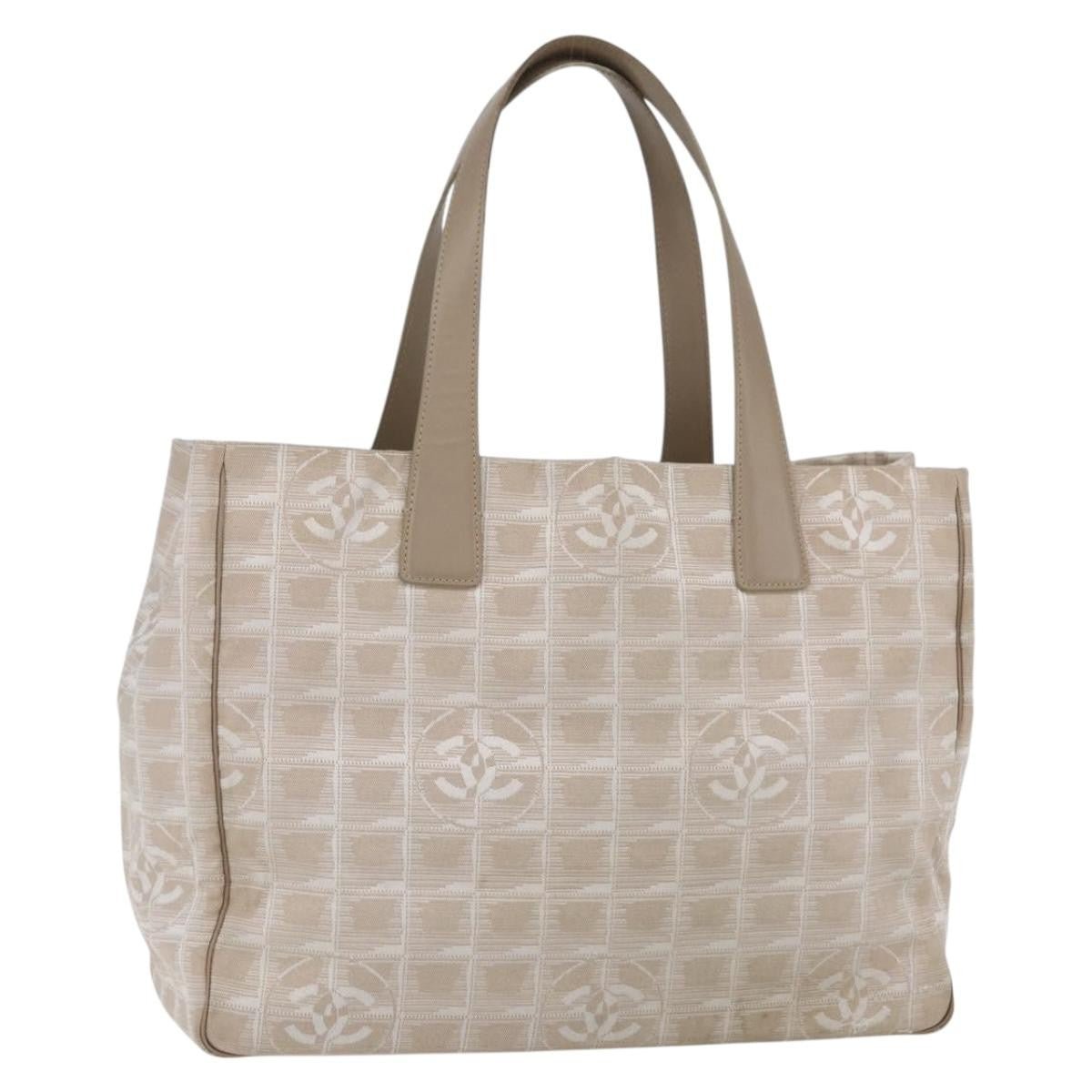 Chanel Travel Line Tote Medium Nylon Jacquard Beige – Serie 9390405 - Etoilux