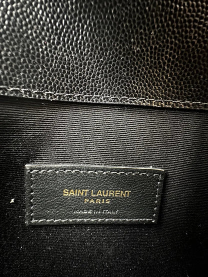 Saint Laurent Uptown Pouch Grain de Poudre Nera Hardware Oro – 27 cm - Etoilux