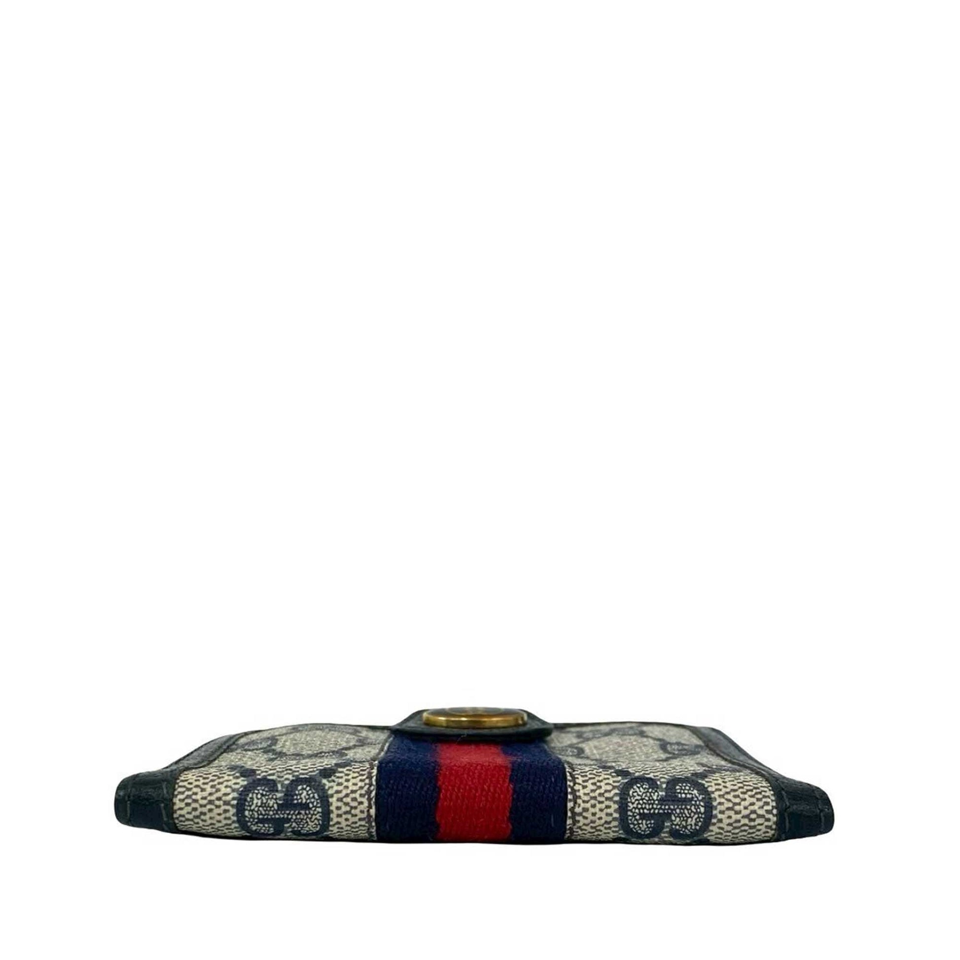 Gucci Ophidia Portafoglio Piccolo GG Supreme Canvas Blu / Web Stripe – Hardware Oro - Etoilux