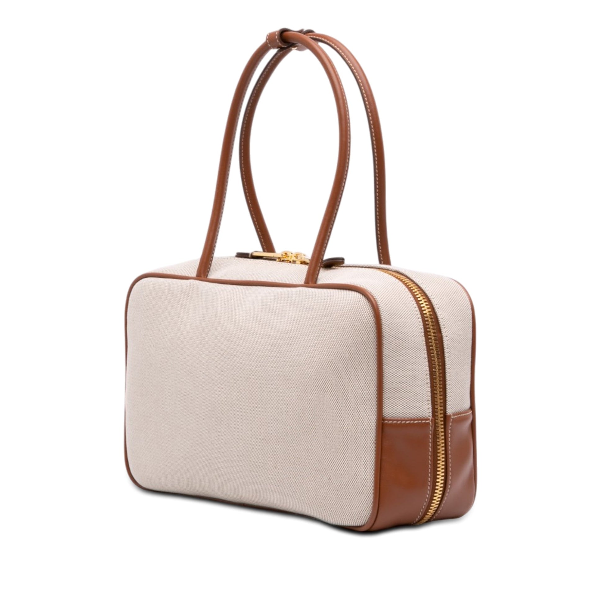 Miu Miu Beau Bag Tela e Pelle Beige/Brandy – 34,5 cm - Etoilux