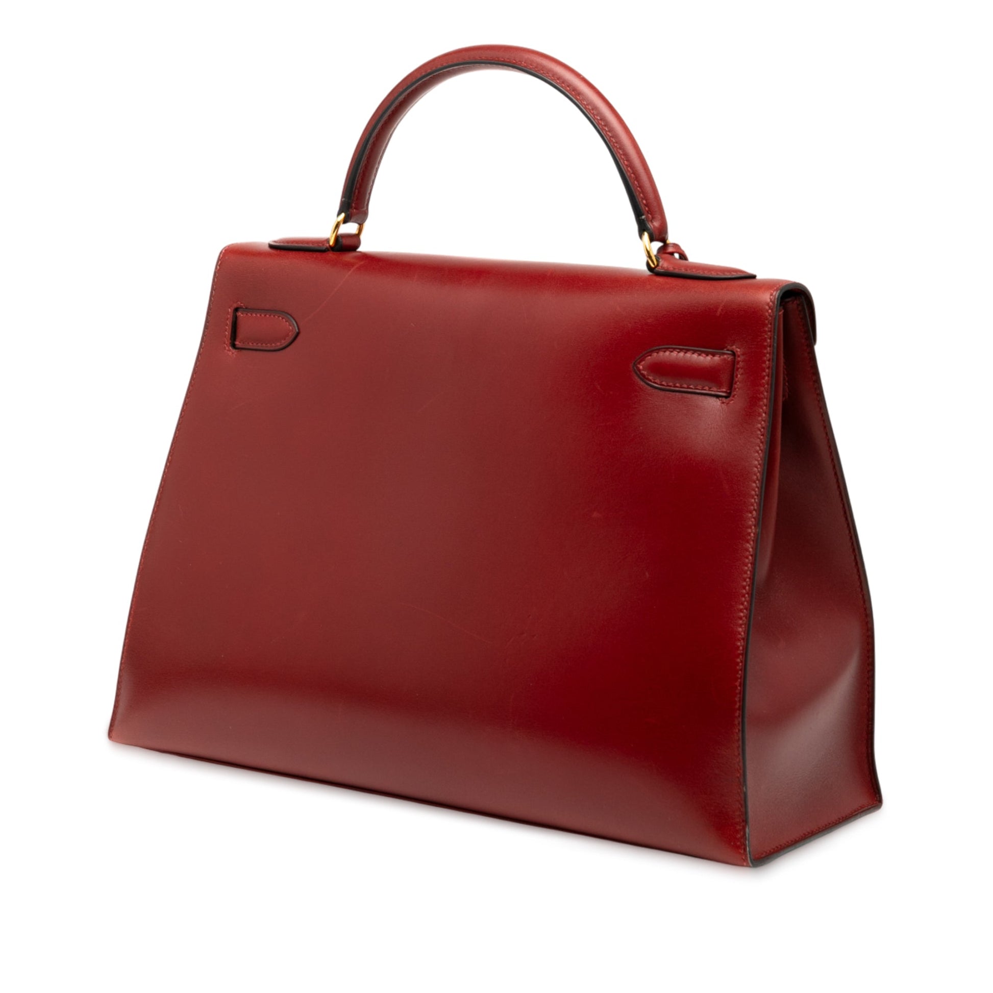 Hermès Kelly Retourne 32 Pelle Box Calf – Rosso – Hardware dorato - Etoilux