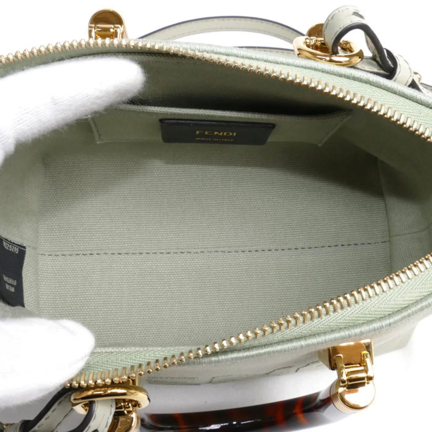 Fendi By The Way Mini in Tela e Pelle Verde Chiaro con Manici Tartarugati – Condizioni A - Etoilux