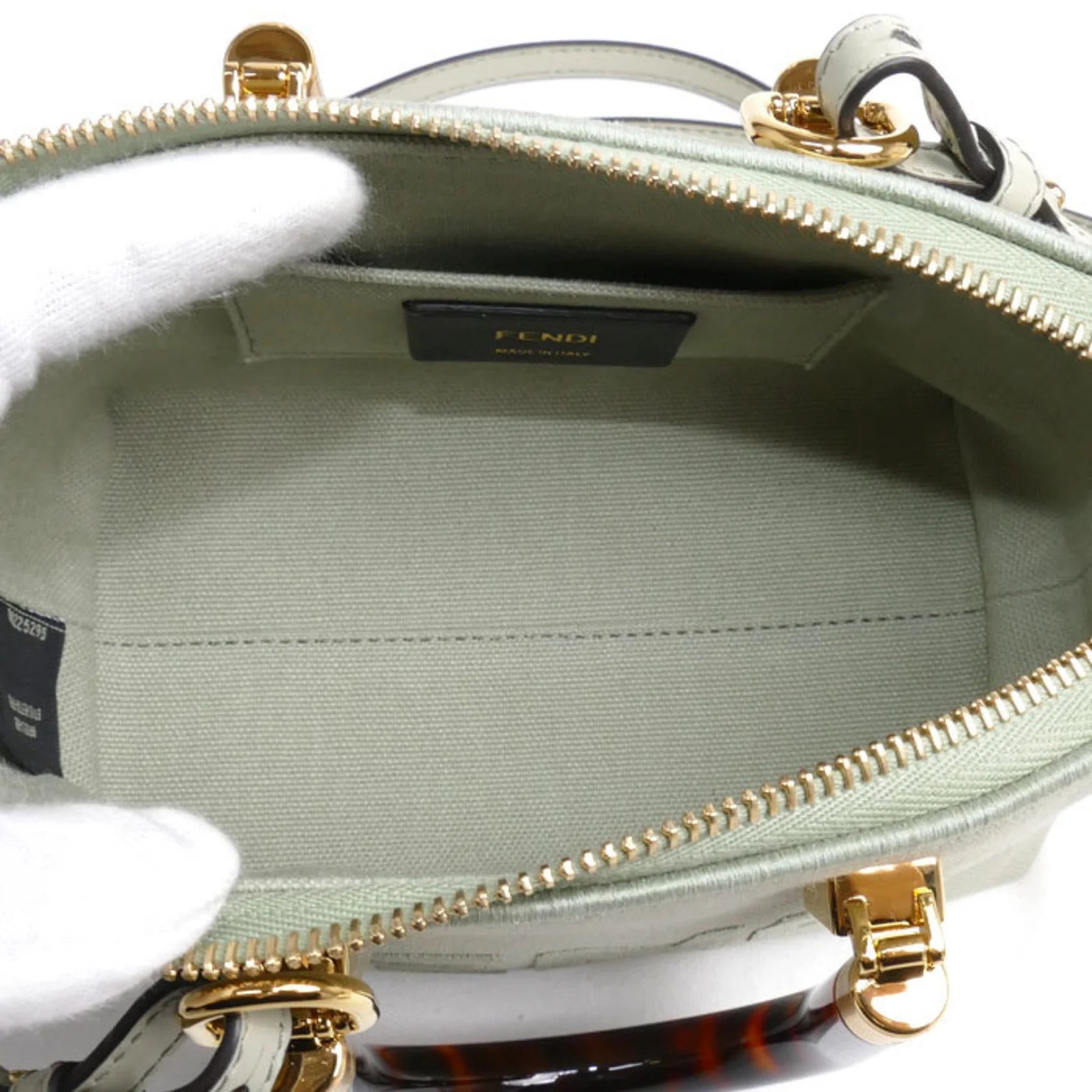 Fendi By The Way Mini in Tela e Pelle Verde Chiaro con Manici Tartarugati – Condizioni A - Etoilux