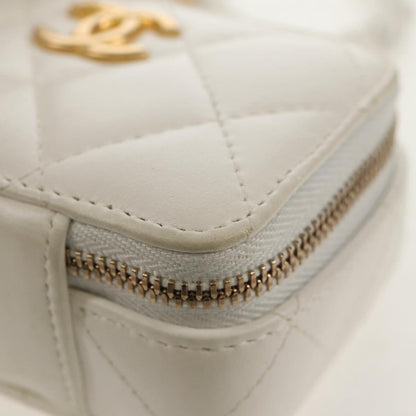 Chanel CC Zip Mini Bag Pelle di Agnello Bianco Latte – 11 cm - Etoilux