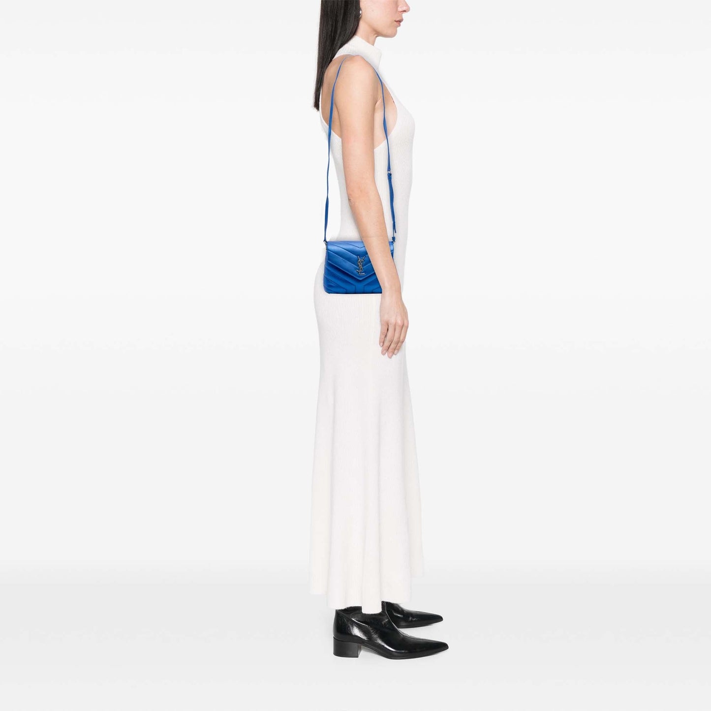 Saint Laurent Toy Loulou in Pelle di Vitello Metallizzata Blu – 2017 - Etoilux