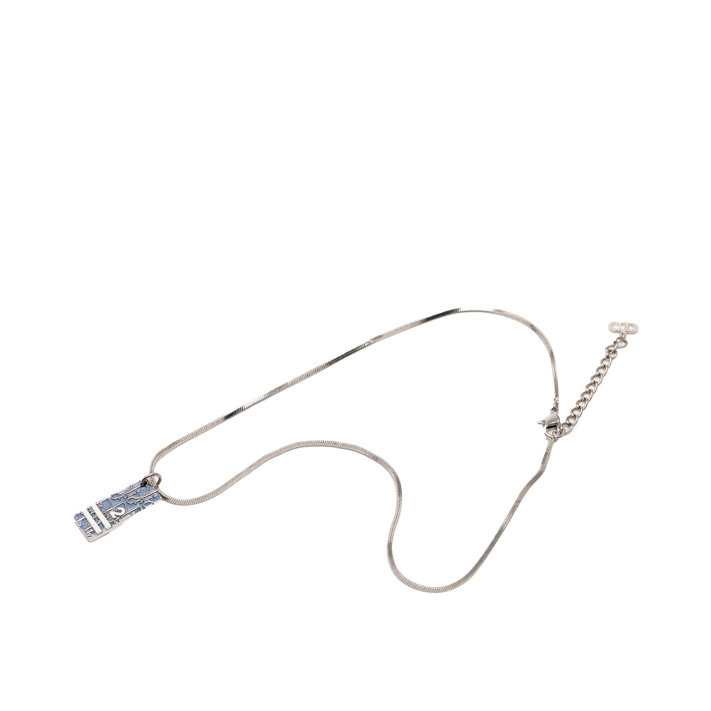 Christian Dior – Collana con Ciondolo Smalto Obliquo – Argento Placcato - Etoilux