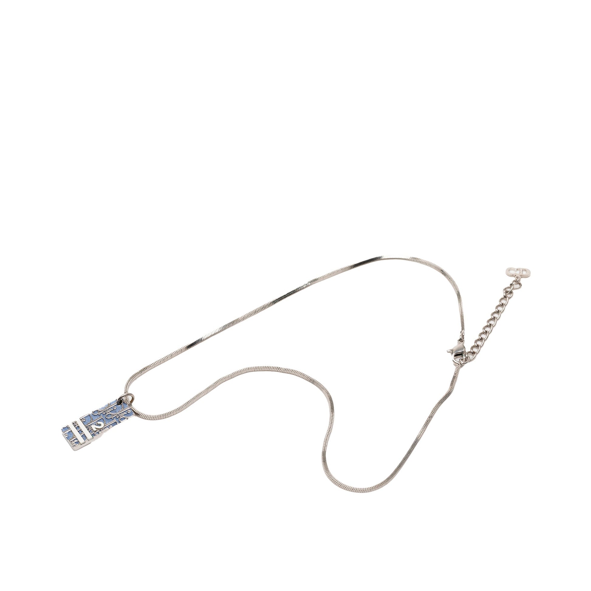 Christian Dior – Collana con Ciondolo Smalto Obliquo – Argento Placcato - Etoilux