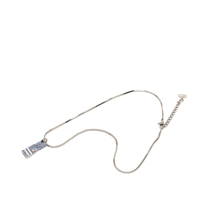 Christian Dior – Collana con Ciondolo Smalto Obliquo – Argento Placcato - Etoilux