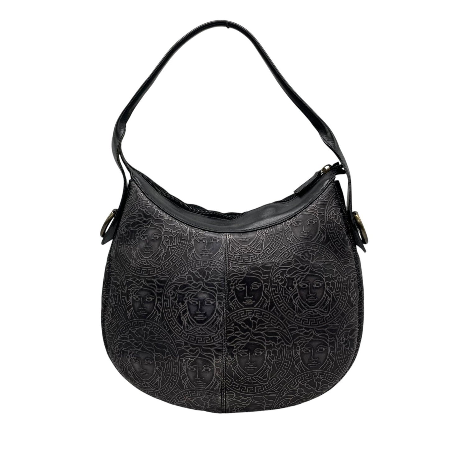 Versace Medusa – Hobo bag in pelle nera incisa - Etoilux
