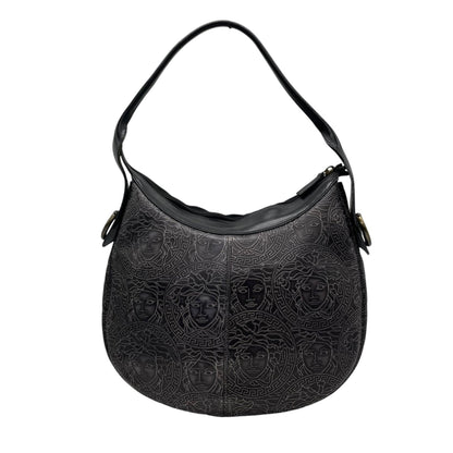 Versace Medusa – Hobo bag in pelle nera incisa - Etoilux