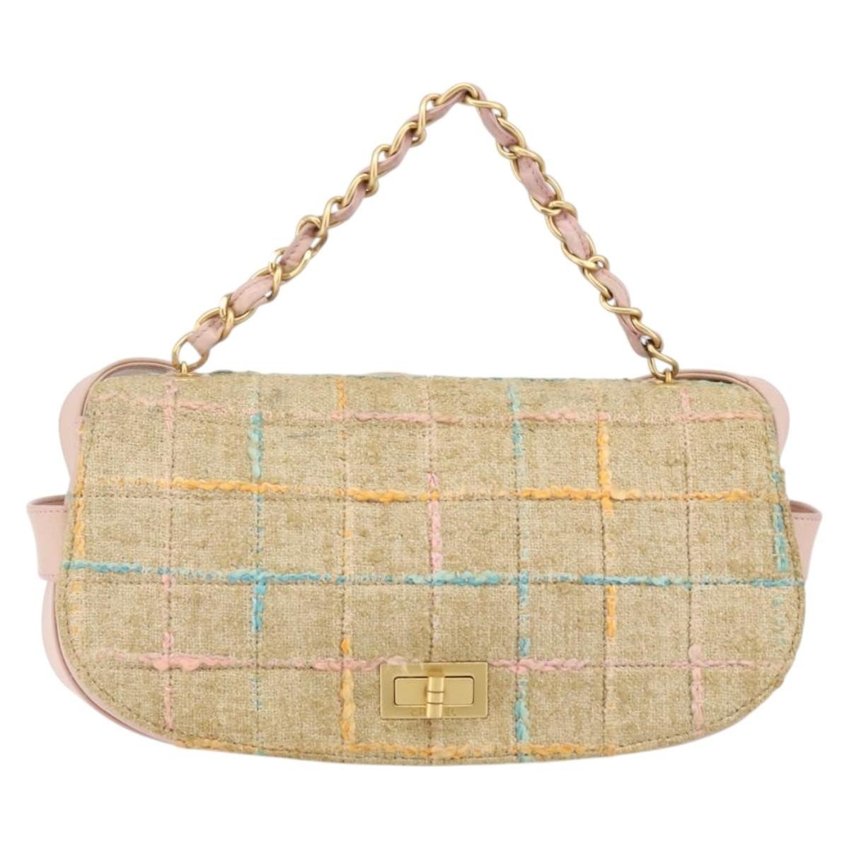 Chanel Chocolate Bar 2.55 in Tweed Multicolore – Beige/Rosa - Etoilux
