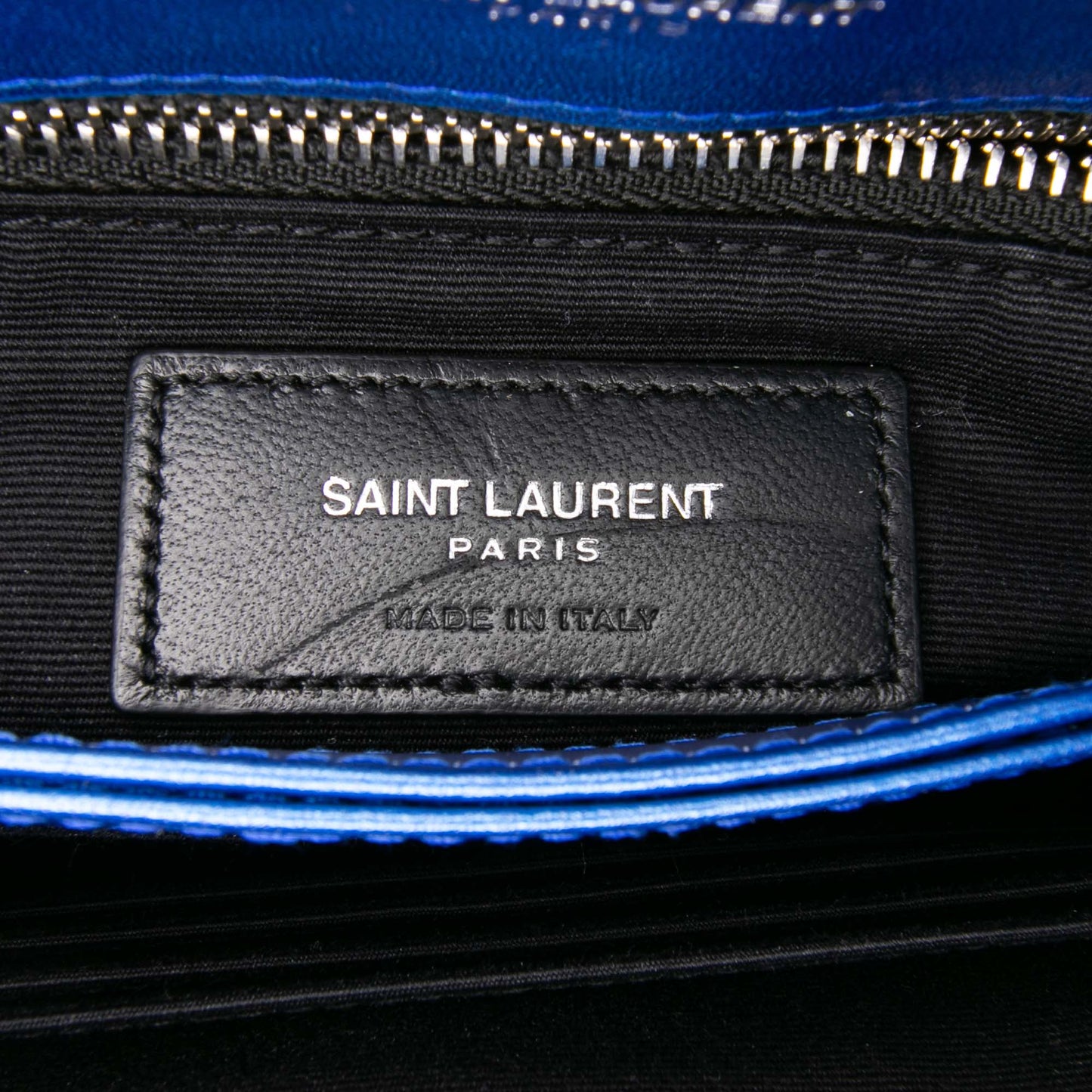 Saint Laurent Toy Loulou in Pelle di Vitello Metallizzata Blu – 2017 - Etoilux